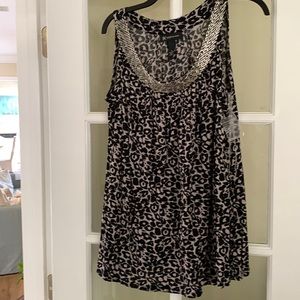 INC Woman's Black & Tan sleeveless top/tank Sz 0X EUC